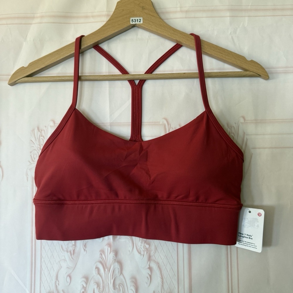 NWT Lululemon Flow Y Nulu Longline Bra Size 8 Red PSRD $68